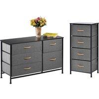 simpa 4 & 5 Drawer Farbric Chest of Drawer Duo Sets in Grey