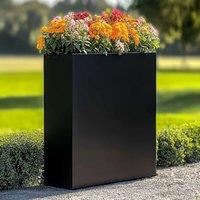 Woven Wood 75cm Long Zinc Galvanised Matte Black 90cm Tall Trough Planter