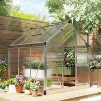 OUTSUNNY 6x6ft Walk-In Polycarbonate Greenhouse Plant Grow Aluminium Frame in Silver