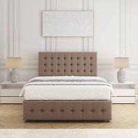 BSSPOKE Eva Divan Bed Set Plush Velvet 24 Headboard & Mattress No Drawers in Taupe | Size: King