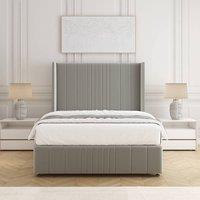 BSSPOKE Elise Plush Velvet Divan Bed Set 54 Headboard & Mattress No Drawers in Silver | Size: Small Double
