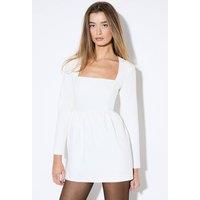 MissPap Women's Tailored Tulip Hem Mini Dress in Ivory | Size: 8