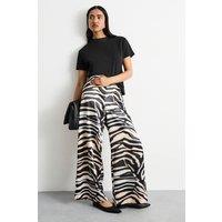 Warehouse Women's Zebra Printed Satin Tailored Trousers | Size: 12