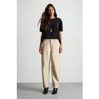 Warehouse Women's Barrel Leg Faux Leather Trouser in Cream | Size: 8