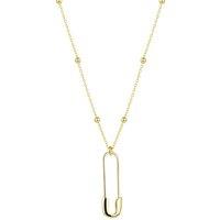 Spero London Women's Sterling Silver Safety Pin Necklace With Beaded Satellite Chain in Gold