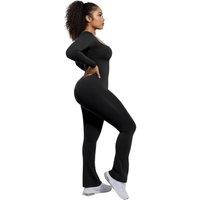 GWB Shapewear Women's Sculpt Me Cinch Waist Flared Leg Long Sleeves Jumpsuit Black | Size: 16-18