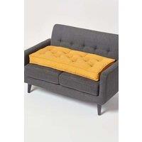 Homescapes Cotton 2 Seater Booster Cushion in Mustard