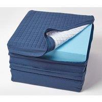 Homescapes Quilted Cotton 3 Seater Orthopaedic Booster Cushion Cover in Navy
