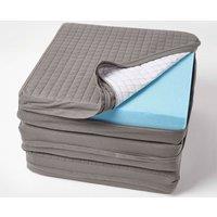 Homescapes Quilted Cotton 3 Seater Orthopaedic Booster Cushion Cover in Charcoal
