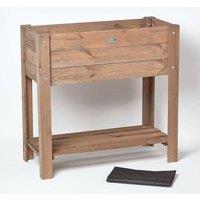 Homescapes Brown Wooden Raised Bed Planter, 78cm Tall