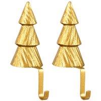 Dibor Set of 2 Gold Fir Tree Stocking Hook Christmas Stocking Holder | Size: 2 Pack