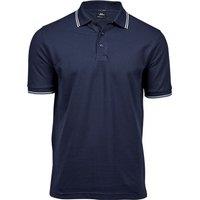 TEE JAYS Men's Luxury Fashion Stripe Polo in Navy | Size: Medium