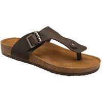 Dunlop Men's 'Amit' Leather Toe-Post Sandals in Dark Brown | Size: 10