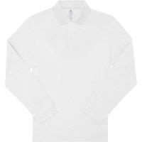 B&C Men's My Long-Sleeved Polo Shirt in White | Size: Medium