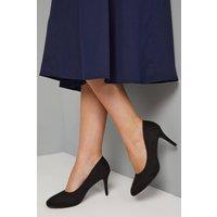 Good For the Sole Women's : Wide Fit Elsa Almond Toe Stiletto Heel Court Shoes in Black | Size: 6