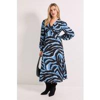 Dorothy Perkins Women's Knot Front Twist Printed Midi Dress in Zebra | Size: 8