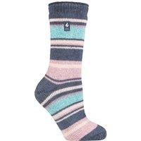 SOCKSHOP Heat Holders Women's 1 Pair 2.3 TOG Patterned Thermal Socks in Blue | Size: 4-8