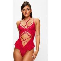 Ann Summers Women's Affectionate Crotchless Body in Red | Size: XS