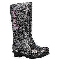 Pineapple Women's Elastic Side Ankle Boots with Pull Tab & Low HeelKnee High Boots with Glitter Finish & Pull On Fit in True Black | Size: 2