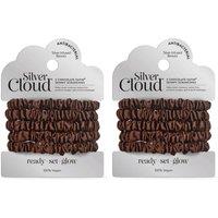Silver Cloud Women's Silver Ion Infused Satin Hair Scrunchies Chocolate 5 Pack - Twin Pack