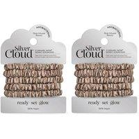 Silver Cloud Women's Silver Ion Infused Satin Hair Scrunchies Caramel 5 Pack - Twin Pack in Light Sand