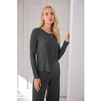 Long Tall Sally Women's Tall Ribbed Cardigan in Charcoal | Size: 18-20