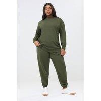 Yours Women's Crew Neck Sweatshirt & Jogger Set in Dark Green | Size: 22-24