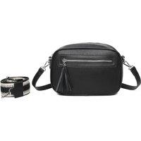 Fontanella Fashion Women's Urban Charm Tassel 2 Compartments Multi Pocket Crossbody Bag with two bag straps in Black
