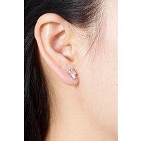 Outrage London Women's Silver rectangle diamond stud earrings | Size: Small
