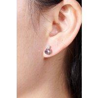Outrage London Women's Pink Tourmaline Silver Stud Earrings