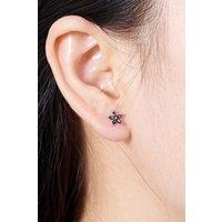 Outrage London Women's Black Onyx Silver Stud Earrings | Size: Small