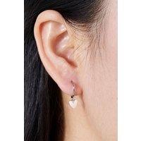 Outrage London Women's Silver Heart Hoop Earrings | Size: Small