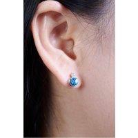 Outrage London Women's Blue Topaz Birthstone Stud Earrings in Silver