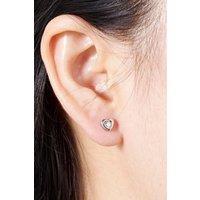 Outrage London Women's Heart Diamond Stud Earrings Silver | Size: Small