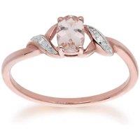 Gemondo Women's Classic Oval Morganite & Diamond Ring in 9ct Rose Gold in Pink | Size: O