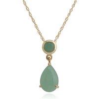 Gemondo Women's Classic Pear & Round Green Jade Pendant in 9ct Yellow Gold | Size: 18 inches