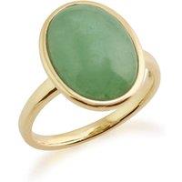Gemondo Women's Statement Oval Jade Ring in 9ct Yellow Gold in Green | Size: P