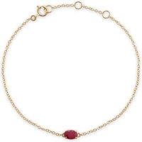 Gemondo Women's Classic Oval Ruby Single Stone Bracelet in 9ct Yellow Gold in Red | Size: 7 inches