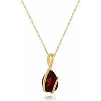 Gemondo Women's Classic Pear Garnet Pendant in 9ct Yellow Gold in Red | Size: 18 inches