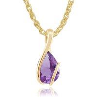 Gemondo Women's Classic Pear Amethyst Pendant Necklace in 9ct Yellow Gold in Purple | Size: 18 inches
