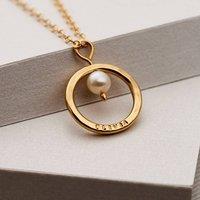 Posh Totty Designs Women's Personalised Yellow Gold Pearl & Circle Necklace | Size: Standard