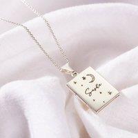 Posh Totty Designs Women's Stering Silver Engraved Celestial Name Locket Necklace | Size: Standard