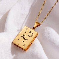 Posh Totty Designs Women's Yellow Gold Engraved Celestial Name Locket Necklace | Size: Standard