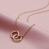 Posh Totty Designs Women's Personalised Yellow Gold Double Hoop Names Necklace | Size: Standard