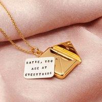 Posh Totty Designs Women's Personalised Yellow Gold Little Message Envelope Necklace | Size: Standard