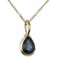 Ojewellery Women's 9ct Yellow Gold London Blue Topaz Necklace | Size: 18 inches