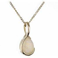 Ojewellery Women's 9ct Yellow Gold Opal Necklace in Off-White | Size: 18 inches