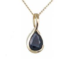 Ojewellery Women's 9ct Yellow Gold Dark Sapphire Necklace in Dark Blue | Size: 18 inches