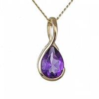 Ojewellery Women's 9ct Yellow Gold Amethyst Necklace in Purple | Size: 18 inches