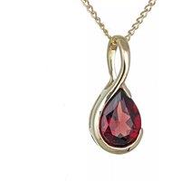 Ojewellery Women's 9ct Yellow Gold Garnet Necklace in Red | Size: 18 inches
